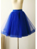 Royal Blue Navy Blue Satin Belt Tulle  Skirt